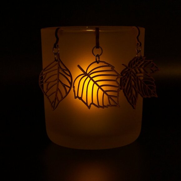 Handcrafted Cherry Wood Leaf Candle Charms | Rustic Candle Jewelry - Picture 7 of 7